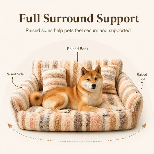Komavic Plush Dog Sofa Bed with Bolster Support