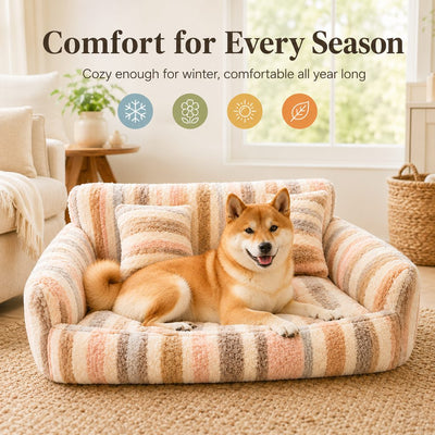Komavic Plush Dog Sofa Bed with Bolster Support