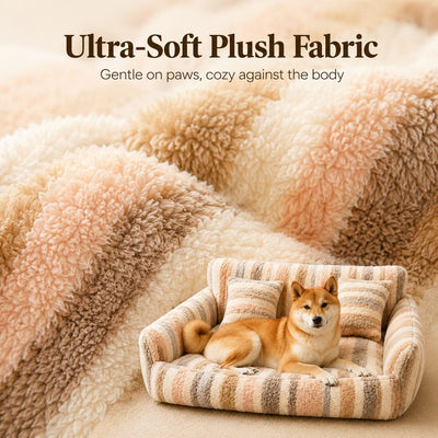 Komavic Plush Dog Sofa Bed with Bolster Support