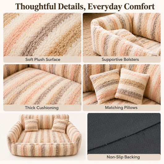 Komavic Plush Dog Sofa Bed with Bolster Support