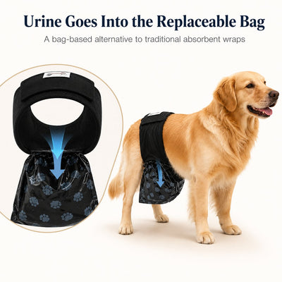Komavic Reusable Male Dog Urine Collection Wrap with 50 Bags 
