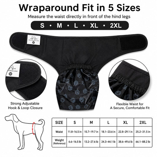 Komavic Reusable Male Dog Urine Collection Wrap with 50 Bags 