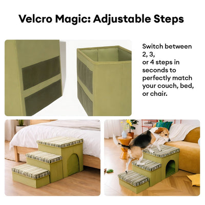 Komavic Textured Stripe Dog Stairs with Storage