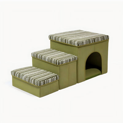 Komavic Textured Stripe Dog Stairs with Storage