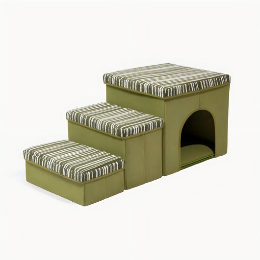 Komavic Textured Stripe Dog Stairs with Storage