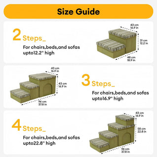 Komavic Textured Stripe Dog Stairs with Storage, Pet Staircase Bed & Couch with Hidden Storage