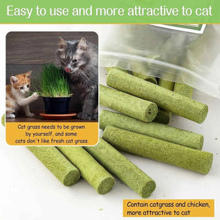 KOMAVIC Natural Cat Grass Teething Sticks, Kitten Chew Stick for Hairball Removal