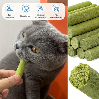 KOMAVIC Natural Cat Grass Teething Sticks, Kitten Chew Stick for Hairball Removal