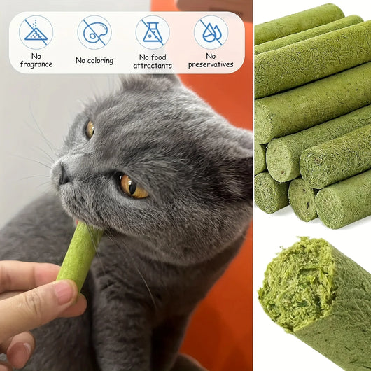 KOMAVIC Natural Cat Grass Teething Sticks, Kitten Chew Stick for Hairball Removal