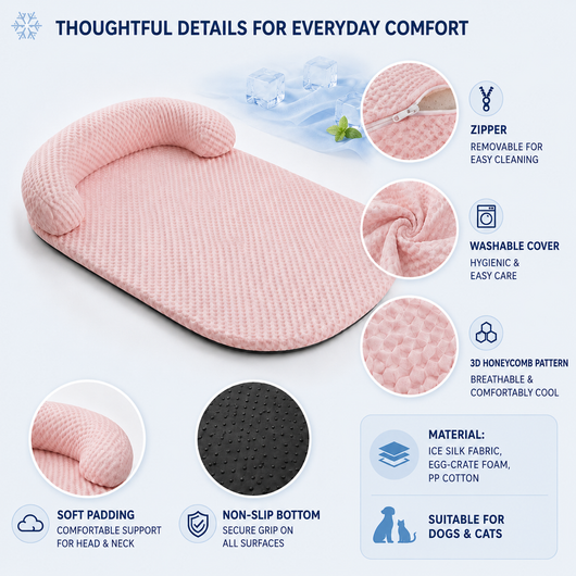 Komavic Cooling Pet Bed with Raised Bolster