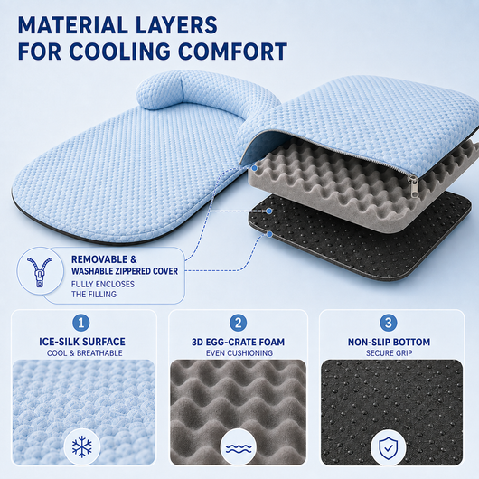 Komavic Cooling Pet Bed with Raised Bolster