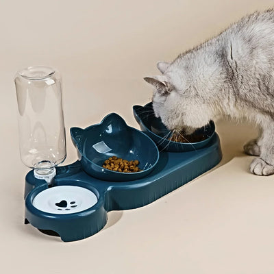 Komavic 3-in-1 Cat Feeding Station with Gravity Waterer