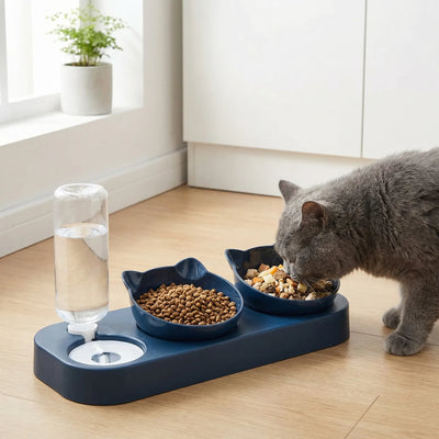 Komavic 3-in-1 Cat Feeding Station with Gravity Waterer