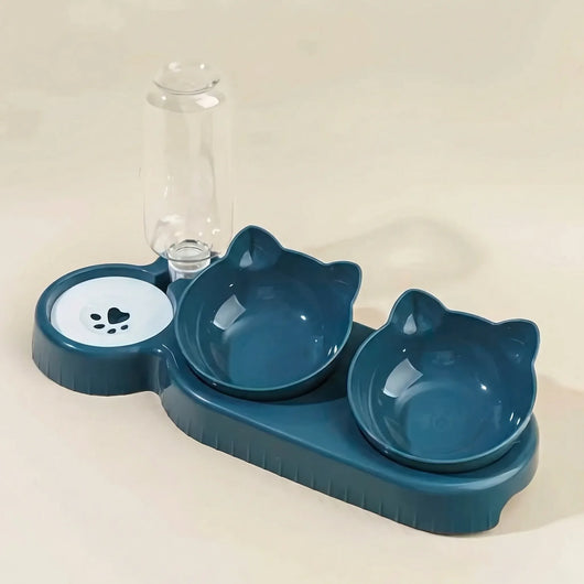 Komavic 3-in-1 Cat Feeding Station with Gravity Waterer