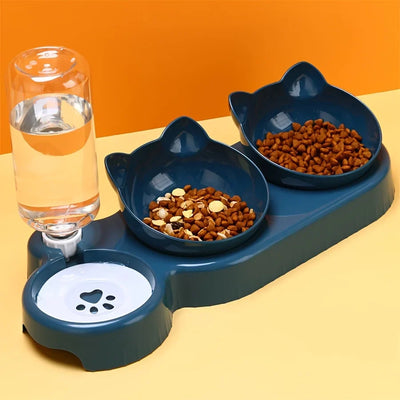 Komavic 3-in-1 Cat Feeding Station with Gravity Waterer