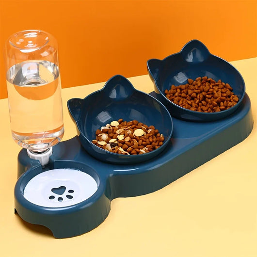 Komavic 3-in-1 Cat Feeding Station with Gravity Waterer