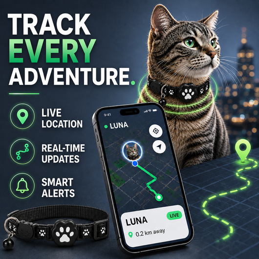 Komavic GPS Cat Collar Smart Tracker & Reflective Fit