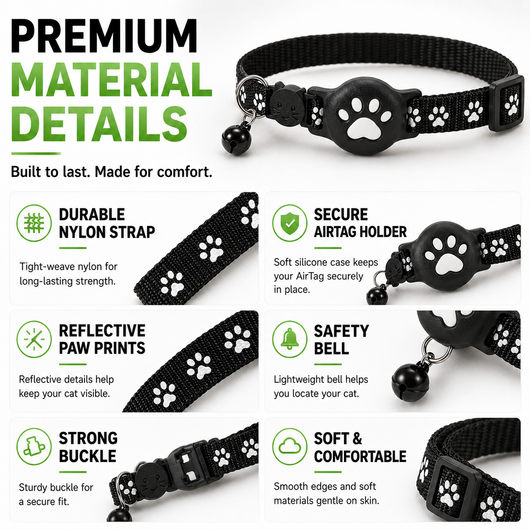 Komavic GPS Cat Collar Smart Tracker & Reflective Fit