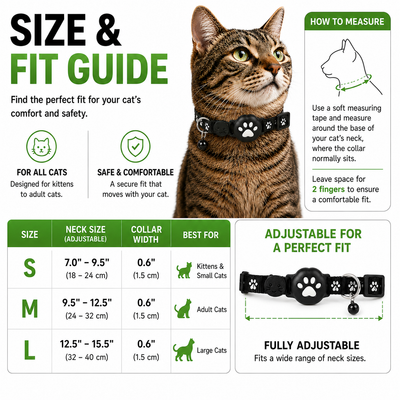 Komavic GPS Cat Collar Smart Tracker & Reflective Fit