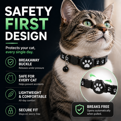 Komavic GPS Cat Collar Smart Tracker & Reflective Fit
