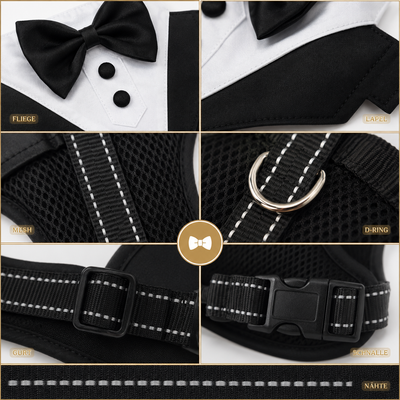 Komavic Tuxedo Dog Harness with Bow Tie