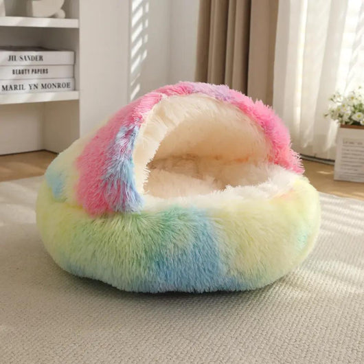 Komavic Plush Hooded Cocoon Pet Bed