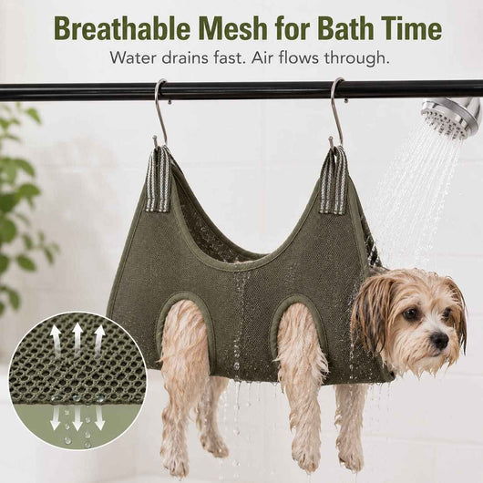 Pet Grooming Sling Bag with 4-Leg Access & Breathable Mesh