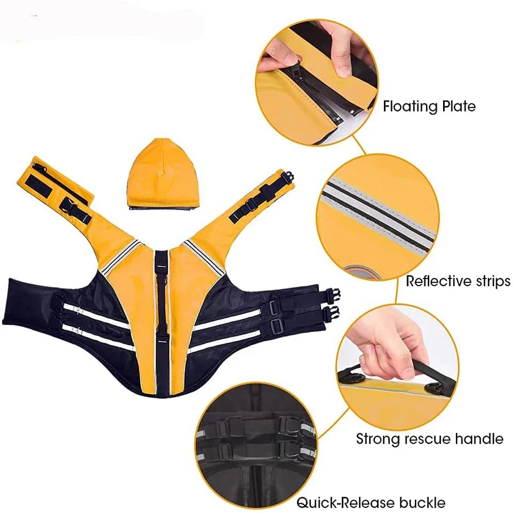 Reflective Dog Life Jacket With Neck Float Pad