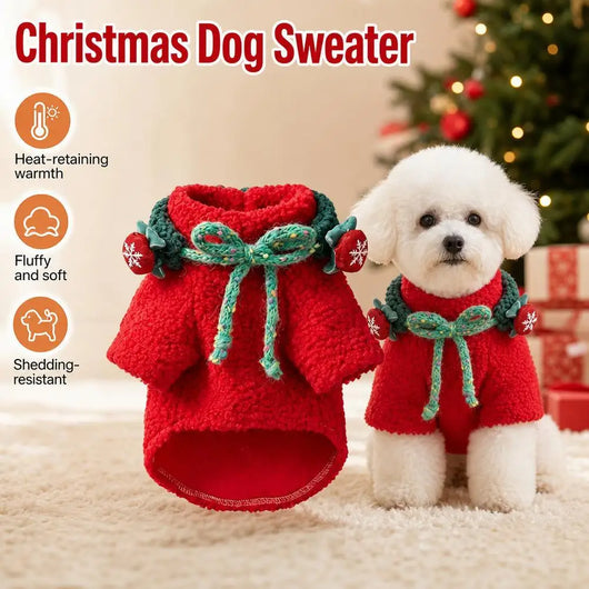 Komavic Plush Christmas Sweater for Small Dog and Cat
