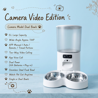 Komavic Smart Video Pet Feeder, Double Bowl Automatic Feeder