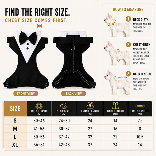 Komavic Tuxedo Dog Harness with Bow Tie