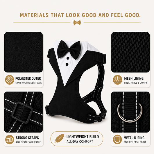 Komavic Tuxedo Dog Harness with Bow Tie