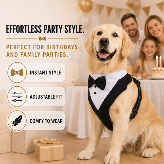 Komavic Tuxedo Dog Harness with Bow Tie