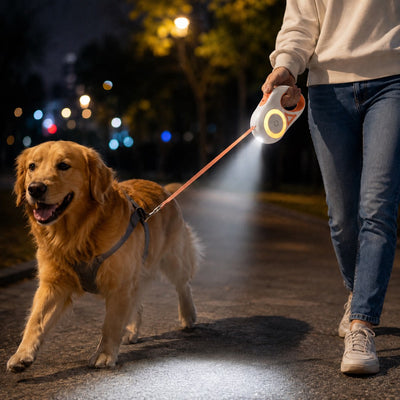 Komavic LED Retractable Dog Leash for Night Walks