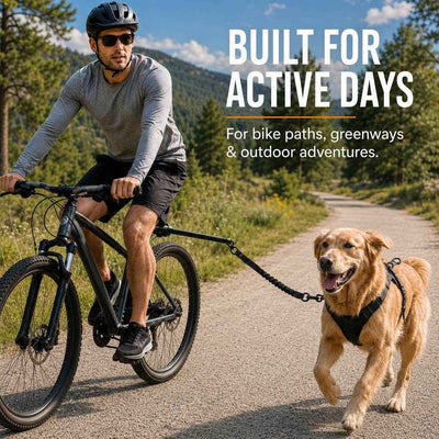 Paws in Awe Hands-Free Dog Bike Leash with Shock-Absorbing Bungee – Bike-Mounted Side Arm for Controlled Side-by-Side Runs