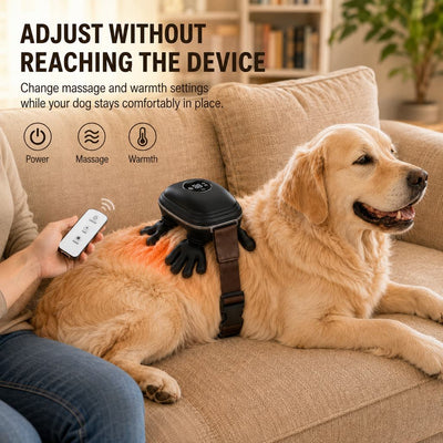 Komavic Hands-Free Dog Massager with Heat, Electric Calming Pet Kneading Therapy Harness, Rechargeable Cordless