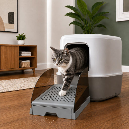 Adjustable Cat Litter Box Step with Pull-Out Tray