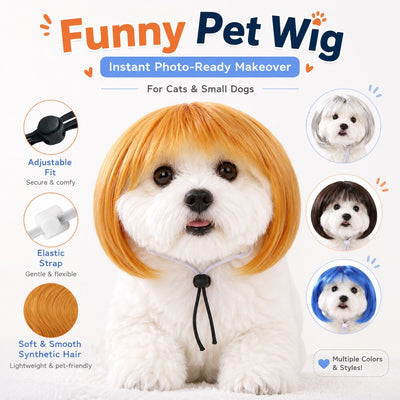 Komavic Pet Wig Funny Bob Costume for Photos