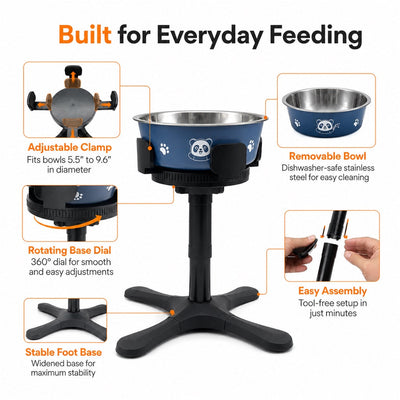 Large Dog Adjustable Elevated Tilted Dog Bowl