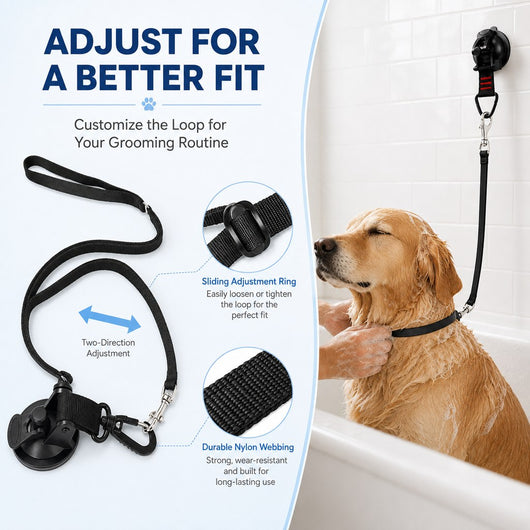 Hands-Free Dog Bathing & Grooming Suction Cup Tether - Less Chasing, Easier At-Home Grooming