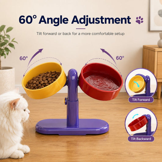 Komavic Elevated Pet Bowl Adjustable & Space-Saving