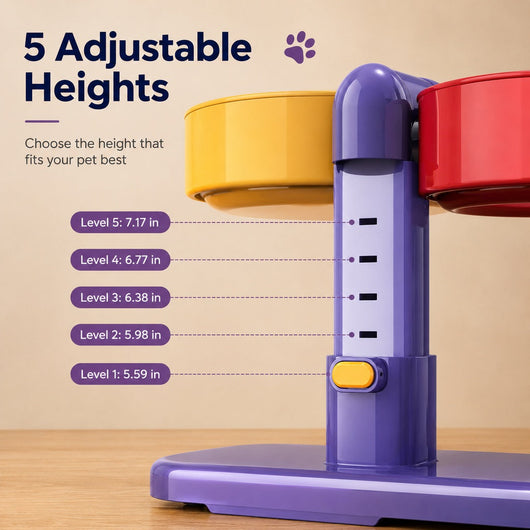 Komavic Elevated Pet Bowl Adjustable & Space-Saving
