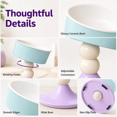 Komavic Elevated Pet Bowl 3 Adjustable Heights