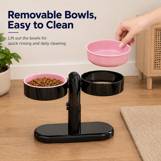 Komavic Elevated Pet Bowl Adjustable & Space-Saving