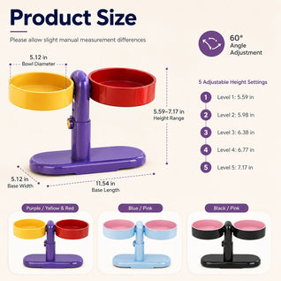 Komavic Elevated Pet Bowl Adjustable & Space-Saving