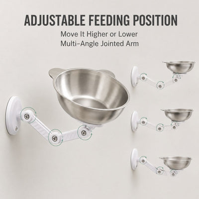 Adjustable Wall-Mounted Pet Bowl for Cats & Small Dogs