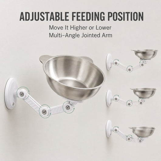 Adjustable Wall-Mounted Pet Bowl for Cats & Small Dogs