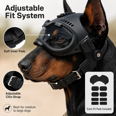 Komavic K9 Dog Helmet with Goggles