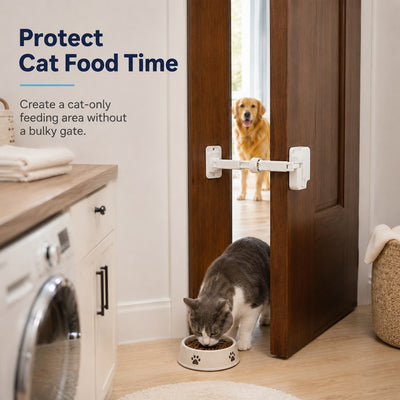 Adjustable Pet Door Latch for Litter Rooms - Let Cats In & Help Keep Dogs Out