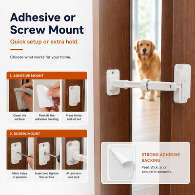 Adjustable Pet Door Latch for Litter Rooms - Let Cats In & Help Keep Dogs Out